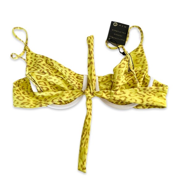 Skatie Yellow Leopard Bikini Top - Picture 3 of 9
